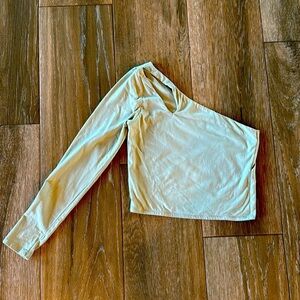 Abercrombie & Fitch muted sage,  one sleeve cut out top sz medium